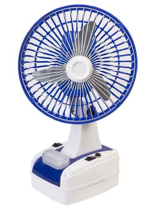 Buy Globex 8 inch Rechargeable Table Fan with LED Lamp (Blue)