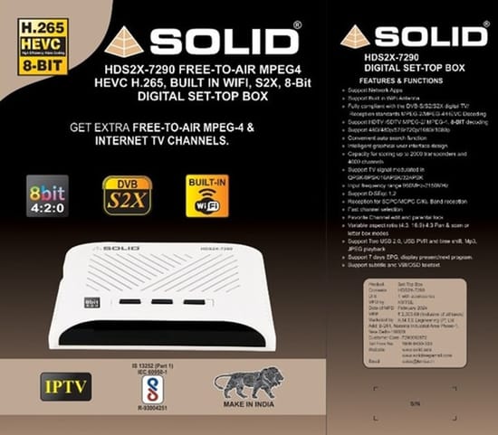 Buy SOLID 7290 HEVC 8bit H.265 Free-to-air Box. Enjoy 16.7 million colors in this free-to-air set-top box. Suitable for DD Free dish and Freesat channels