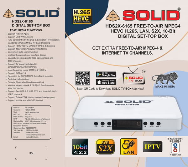 Buy Solid HDS2X-6165 Set-Top Box with HEVC 10bits