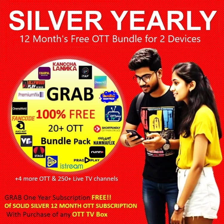 Get FREE! Best OTT Bundle Subscription or Cheapest or FREE with best OTT App Bundle Offer, activation online for two devices Smart TV, Android TV Box and Smartphone