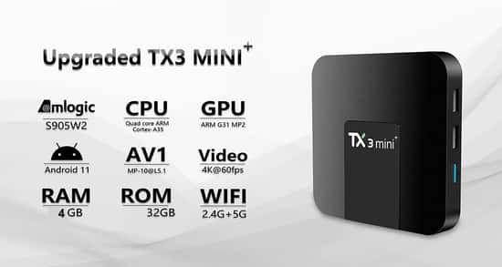 TX3 Mini Plus 4K TV Box Amlogic S905W2 Quad Core Android 11