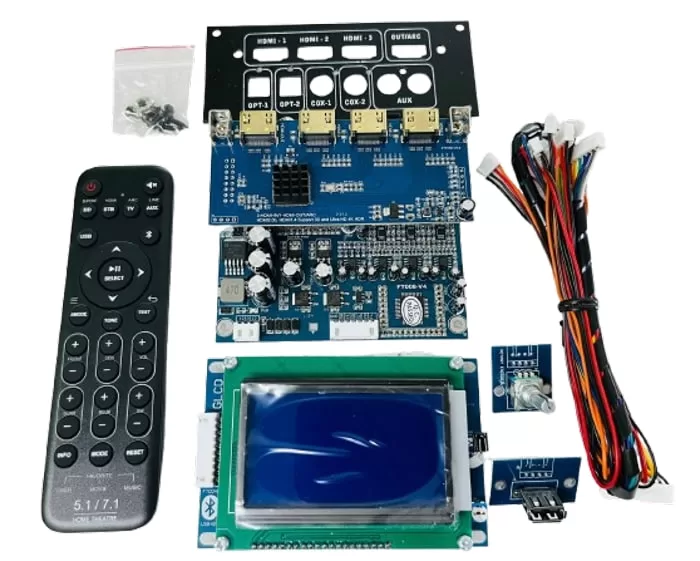 Buy futech 5.1 decoder board with HDMI Incput, SDPIF Input, Coaxial, Bluetooth, FM, and Aux inputs. Buy futech dsp remote kit at best price